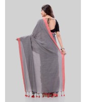 DESH BIDESH Women`s Handloom Pure Cotton Saree Abhiprithi Royal Design Without Blouse Piece (Grey)